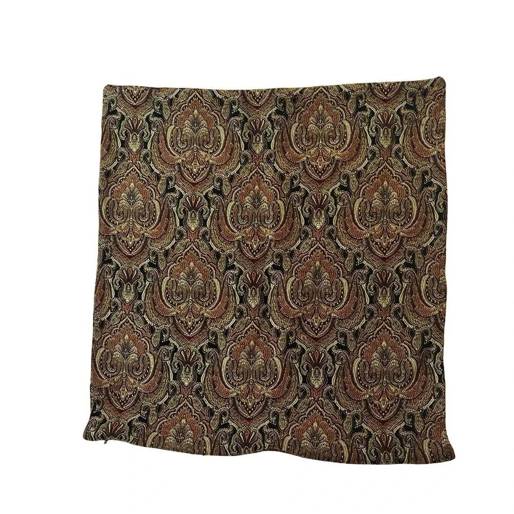 Pottery‎ Barn Outlet Square Pillowcase Orange Black Embroidered Baroque Sham